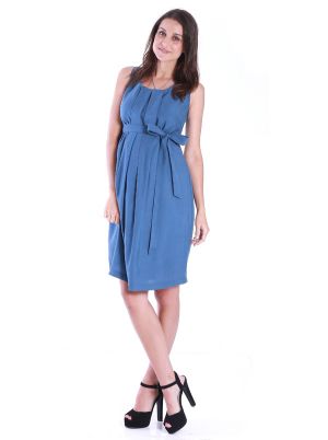 Angel Maternity Maternity Dress with Tuck Front in Blissful Blue.jpg